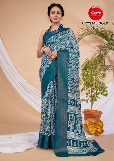 Apple Crystal Gold 01 Daily Wear Printed Sarees
